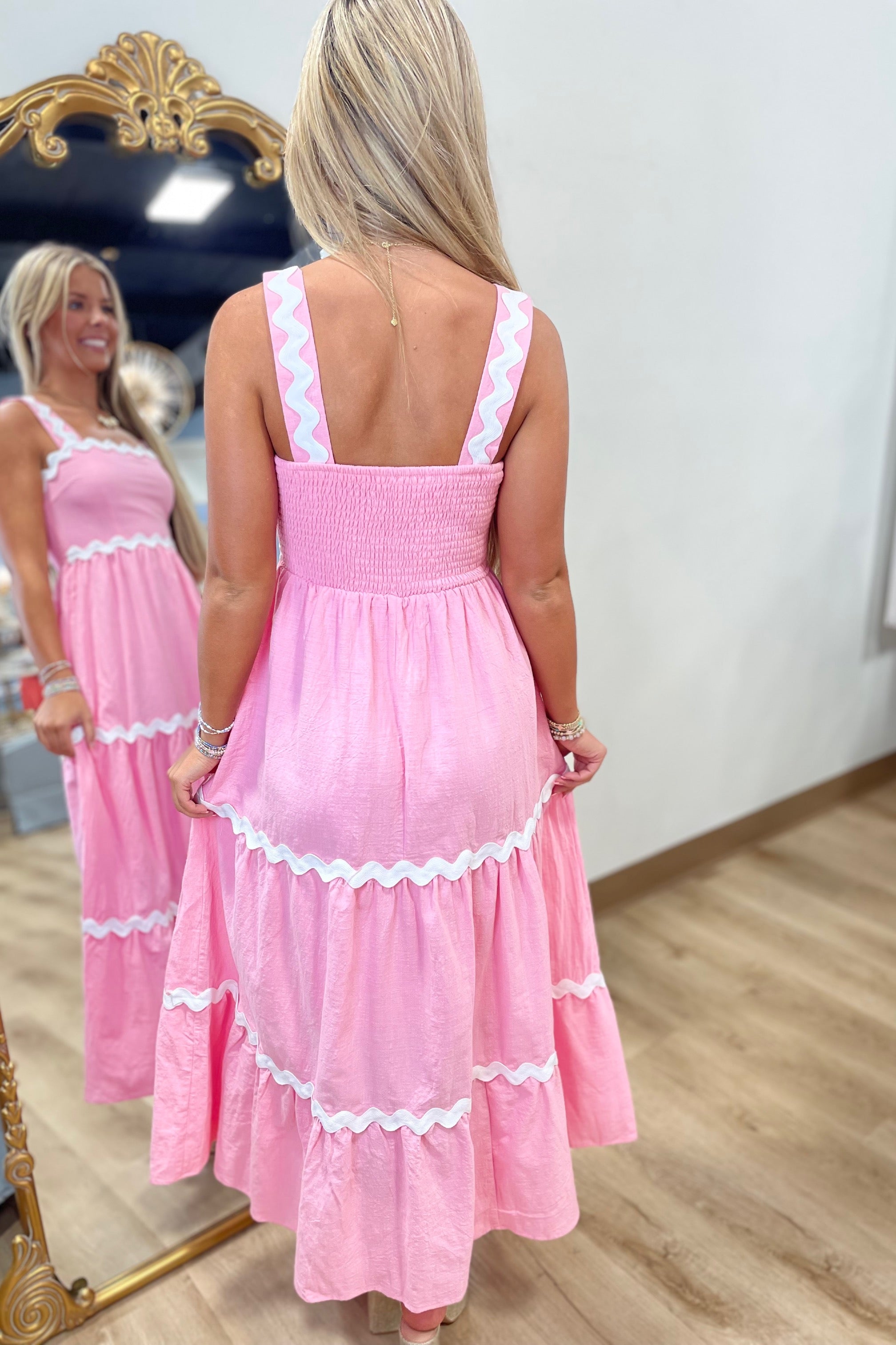 Rylee Ric Rac Dress Pink
