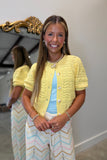 Wave Length Cardigan Sweater Yellow