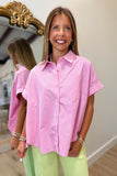End of Summer Striped Blouse Pink