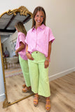 End of Summer Striped Blouse Pink