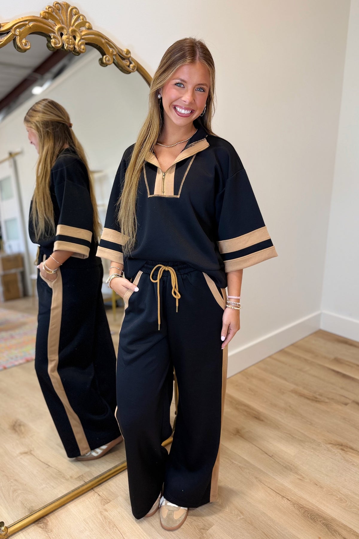 Roxie Contrast Pant Set Black