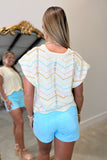 Renuar Flat Front Shorts Capri Blue