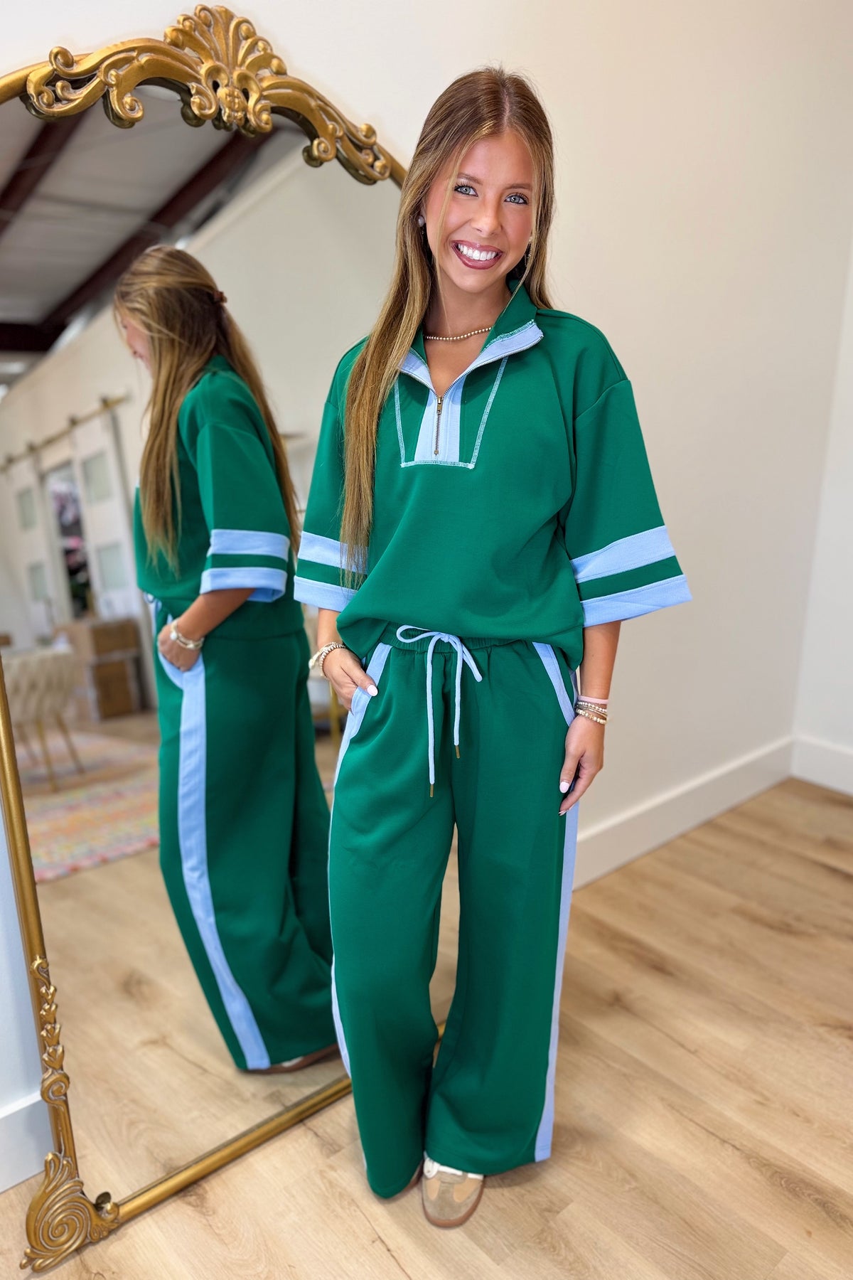 Roxie Contrast Pant Set Green