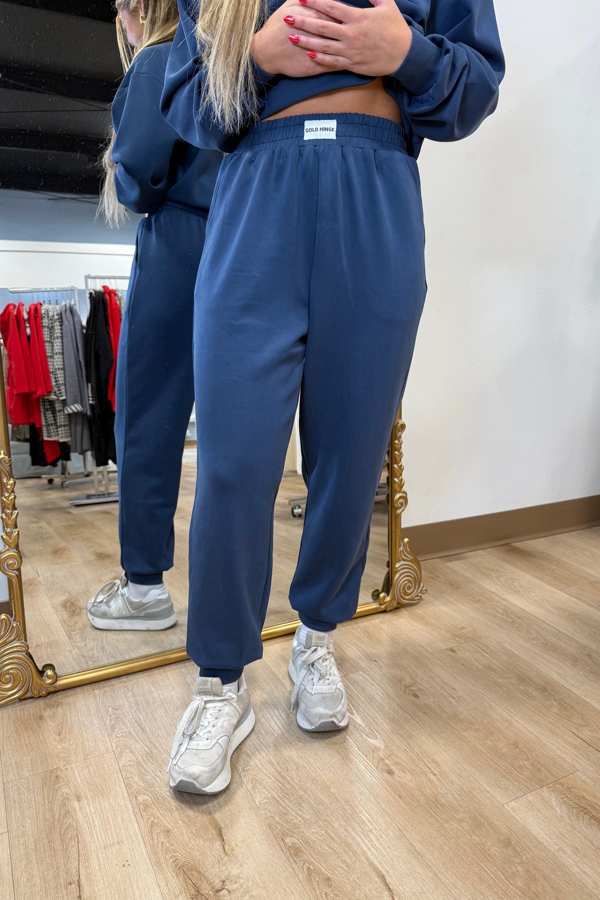 Gold Hinge Stone Navy LuxeSoft Jogger
