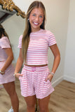 Casual Class Striped Set Pink