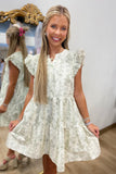 Vintage Floral Print Dress Sage