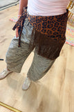 Leopard Fringe Scarf Brown