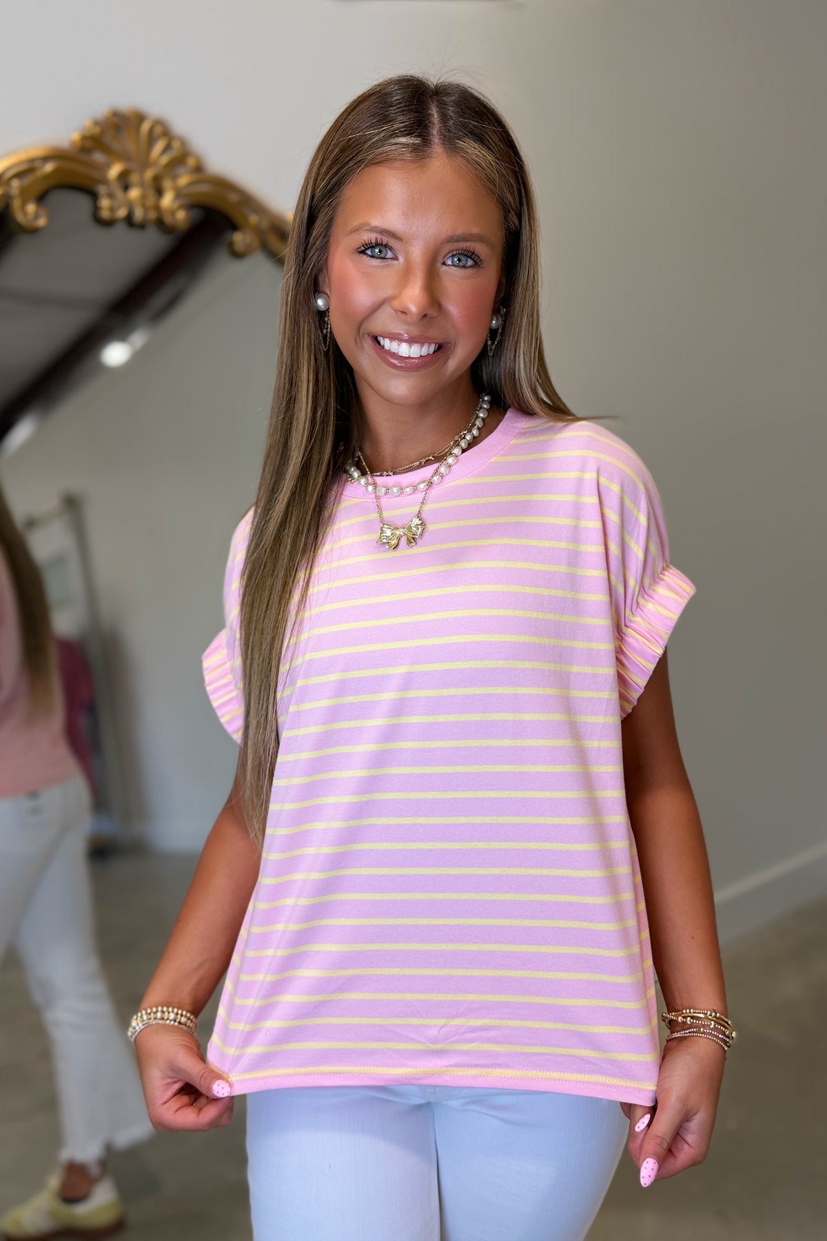 Coastal Stripe Top Sunset Shore