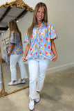 Umgee Shoreline Florals Top Blue