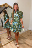 Fall Hydrangea Dress Olive