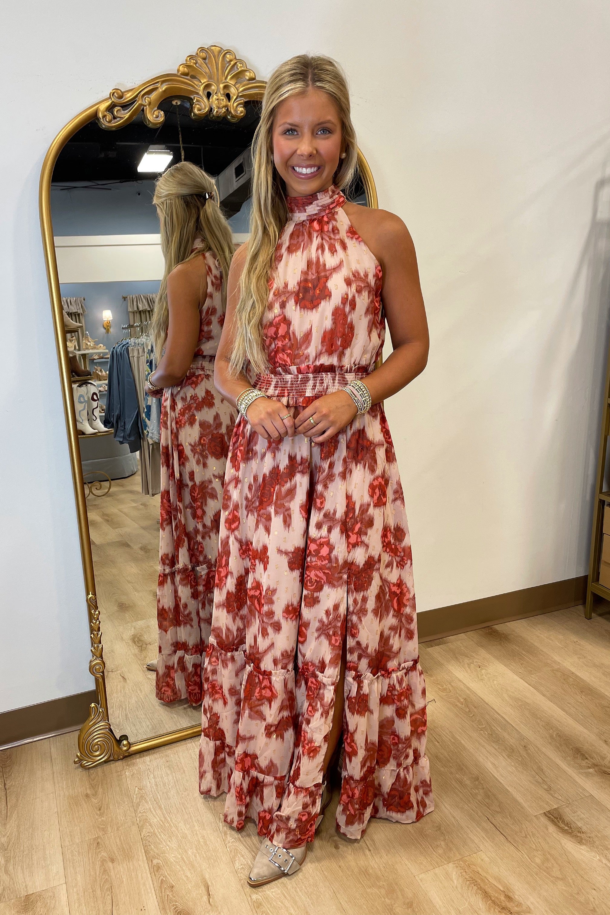 Fall Wedding Guest Slit Maxi Dress