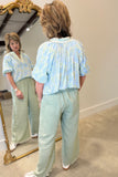 Umgee Floral Sky Blue Blouse