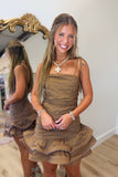 Micah Ruffled Polka Dot Dress Brown