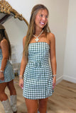 Girly Gingham Belted Dress Olive