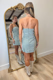 Girly Gingham Belted Dress Olive