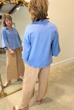 Scalloped Edge Top Denim Blue
