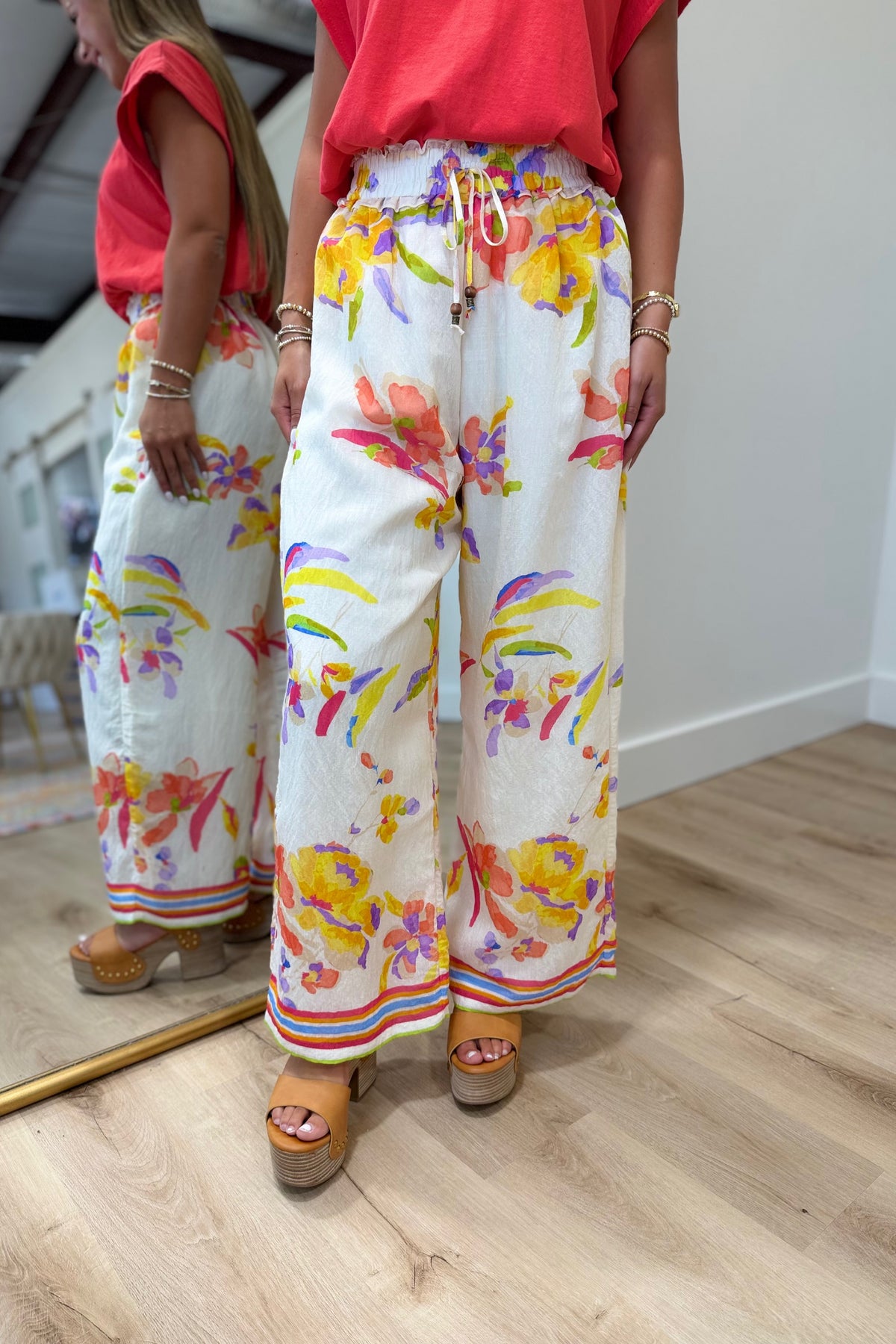 THML Loose Floral Pattern Pants