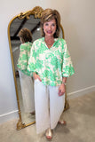 Umgee Scalloped Trimmed Blouse Green
