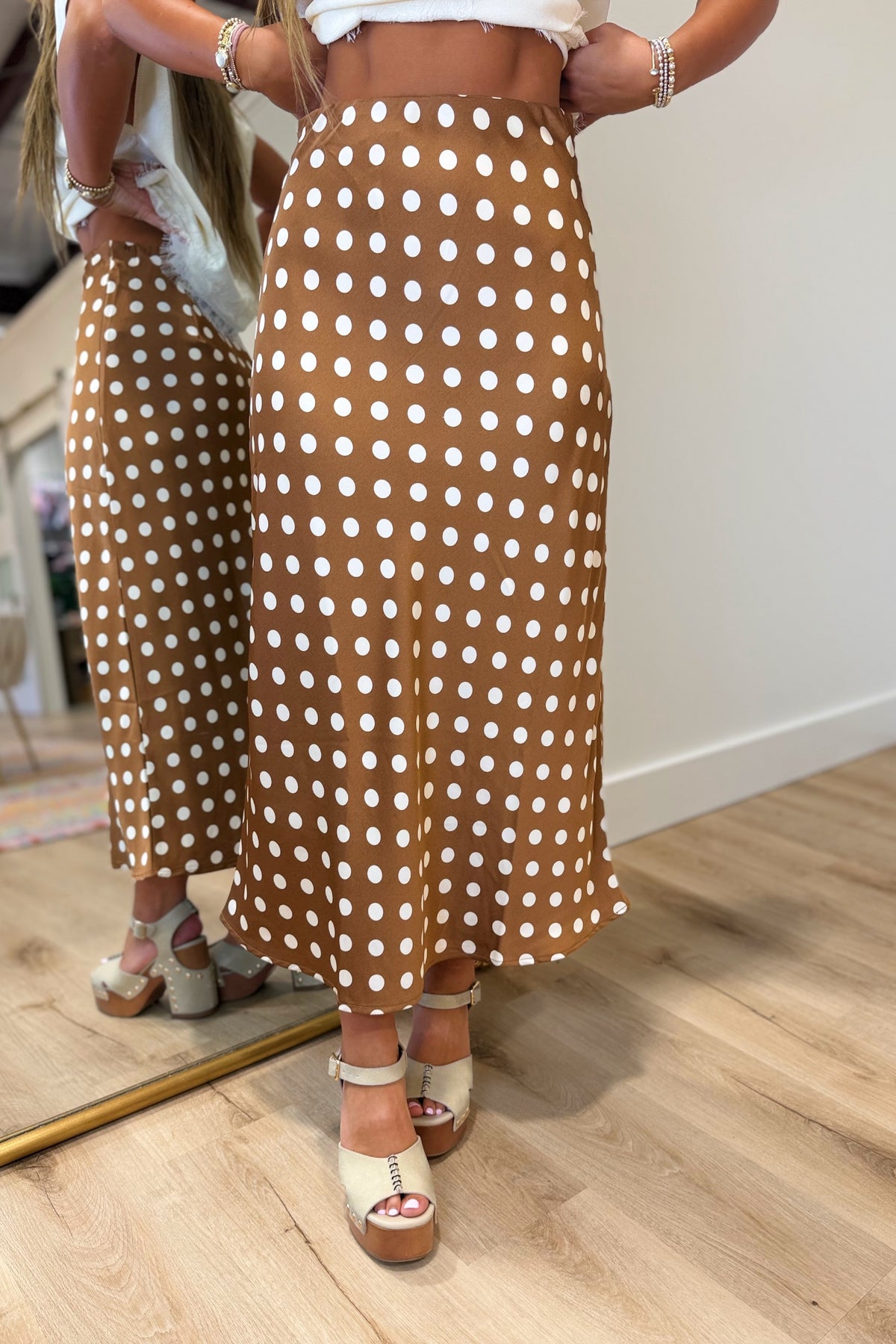 Dottie Darling Midi Skirt Brown