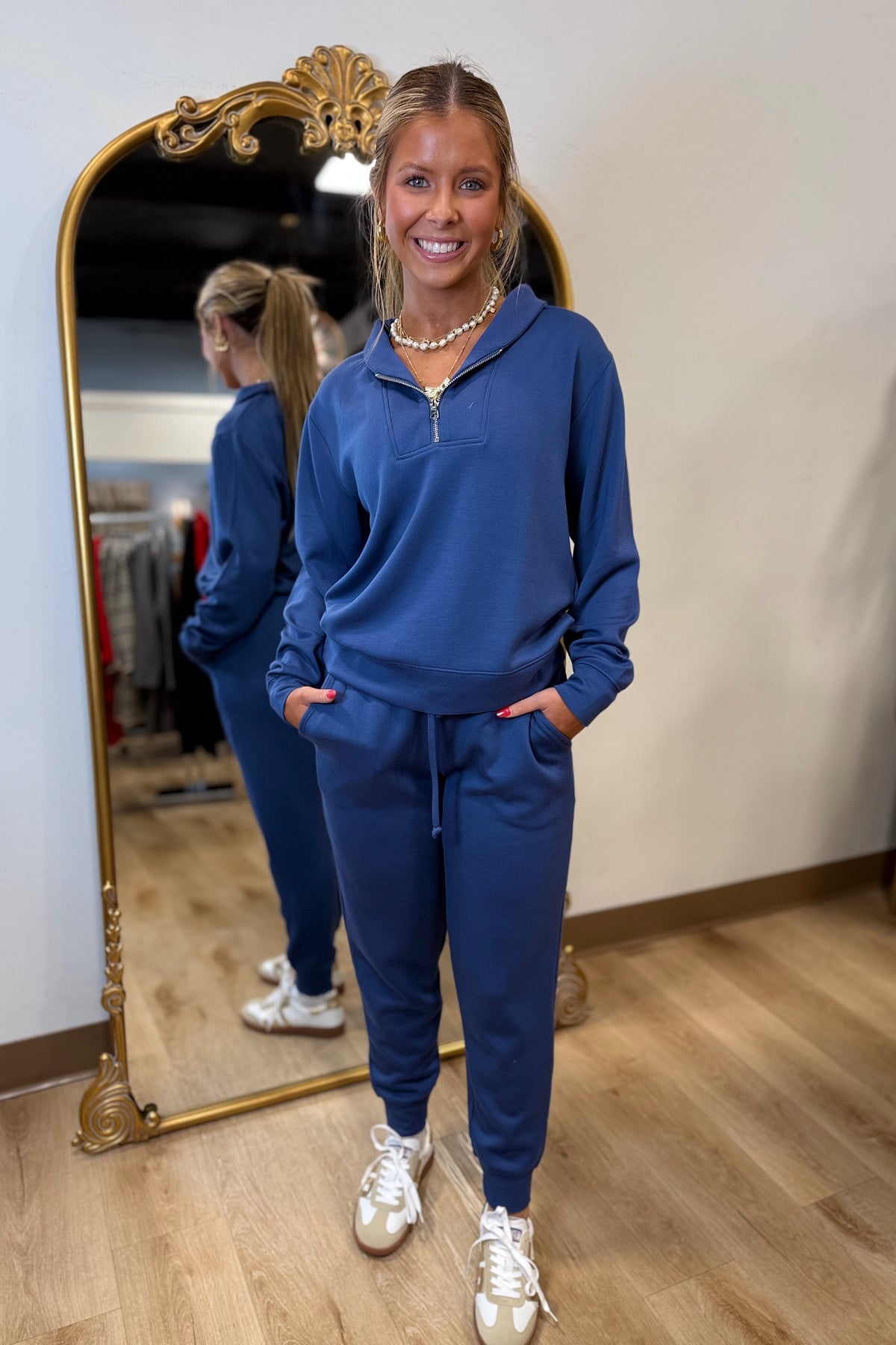 Softies Dreamtech 1/4 Zip Jogger Set Indigo