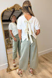 Strolling the Streets Barrel Jeans Olive