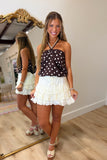 Out of Town Halter Dots Top Brown
