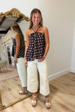 Out of Town Halter Dots Top Brown