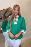 Kelly Green 3/4 Sleeve Blouse