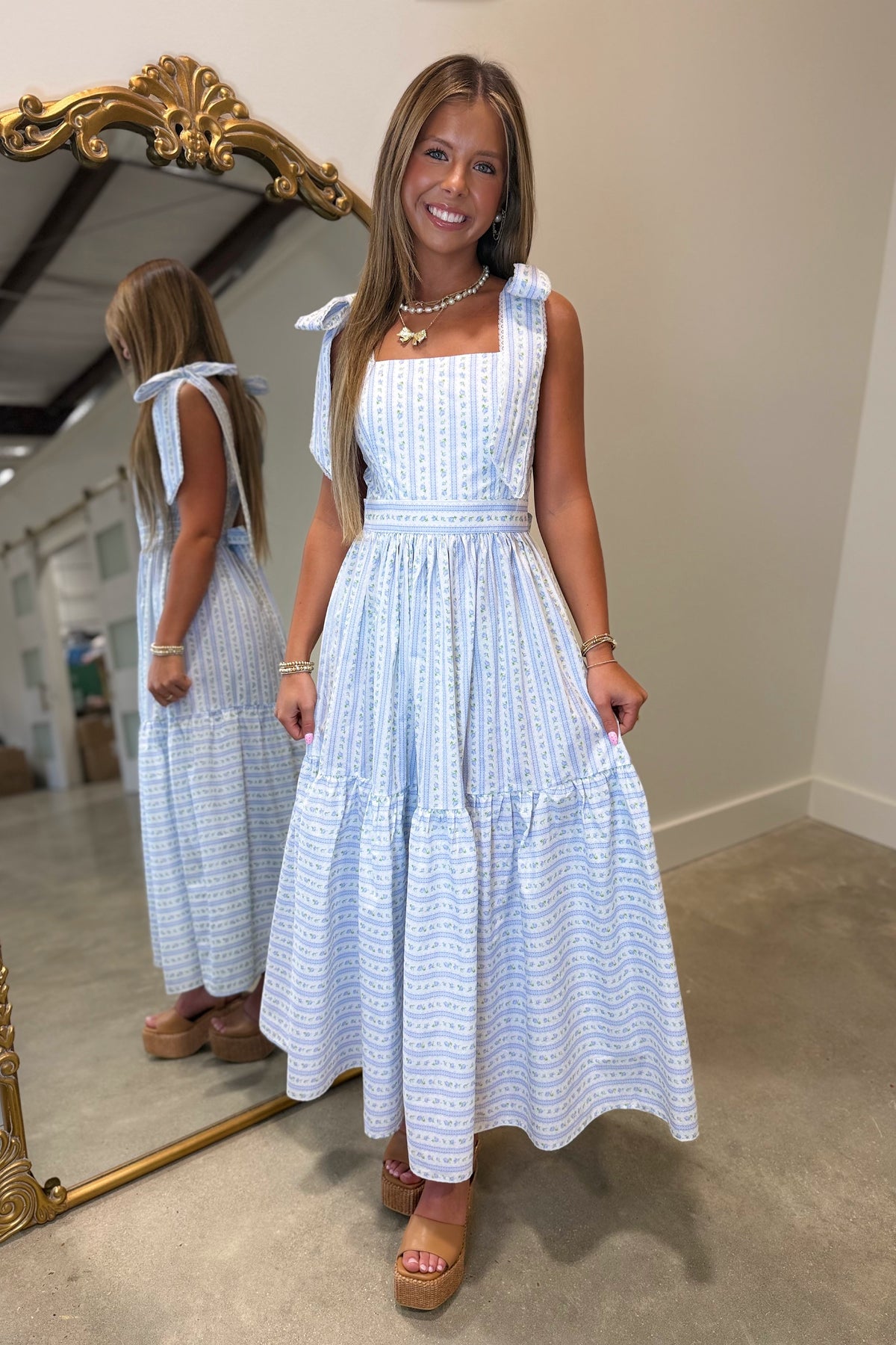 Bluebell Bay Shoulder Tie Midi Dress