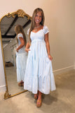 Meadow Muse Smocked Midi Dress Blue