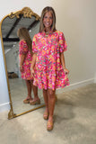 Cool in Floral Dress Hot Pink