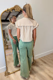 Tori High Waisted Wide Leg Jean Olive