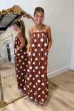 Stunning Dots Maxi Dress Brown