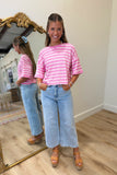 Lenny Striped Towel Terry Top Pink