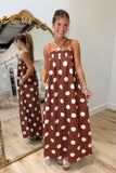 Stunning Dots Maxi Dress Brown