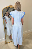 Mixed Stripe Midi Dress Blue