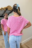 Third Bell Mineral Washed Knit Top Pink