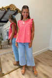 Emma Ruffled Top Coral