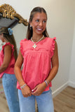 Emma Ruffled Top Coral