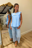 Emma Ruffled Top Blue