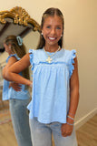Emma Ruffled Top Blue
