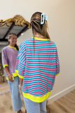 Braxton Striped Oversized Top Sea/Pnk