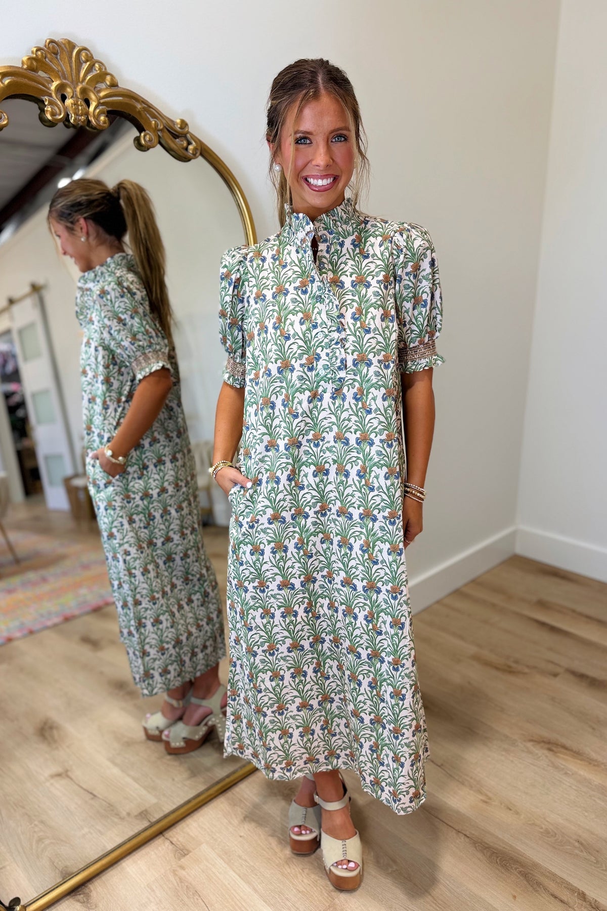 Gore Garden Midi Dress Green