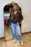 Everyday V-neck Sweater Top Brown
