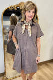 Suede Shirt Dress Mocha