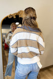 Elan Striped Quarter Zip Sweater Camel
