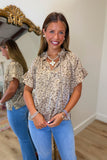 Cheetah Foil Blouse Brown