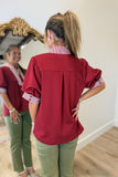 Sweet Social Striped Detail Top Burgundy