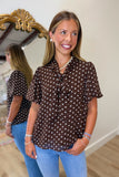 Put Together Polka Dot Blouse Brown