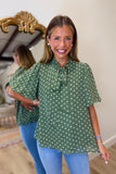 Put Together Polka Dot Blouse Olive